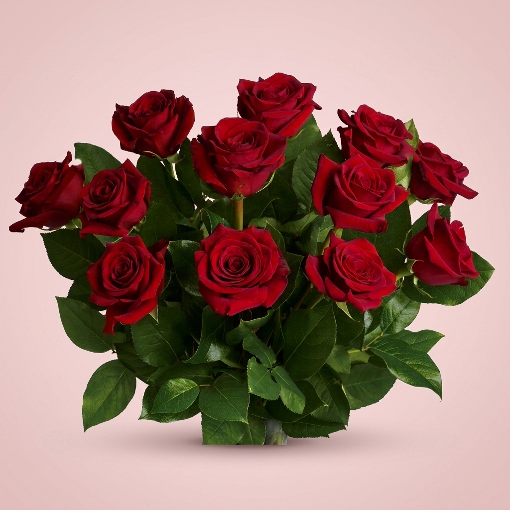 Hand-tied red rose bouquet with seasonal greenery from Victoriana Florist, Wellington Main image