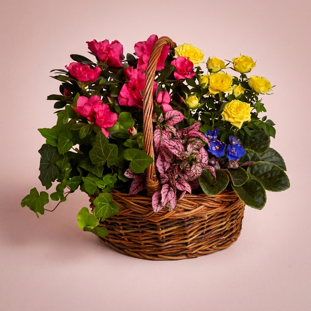 Basket planter of assorted seasonal plants from Victoriana Florist Main image