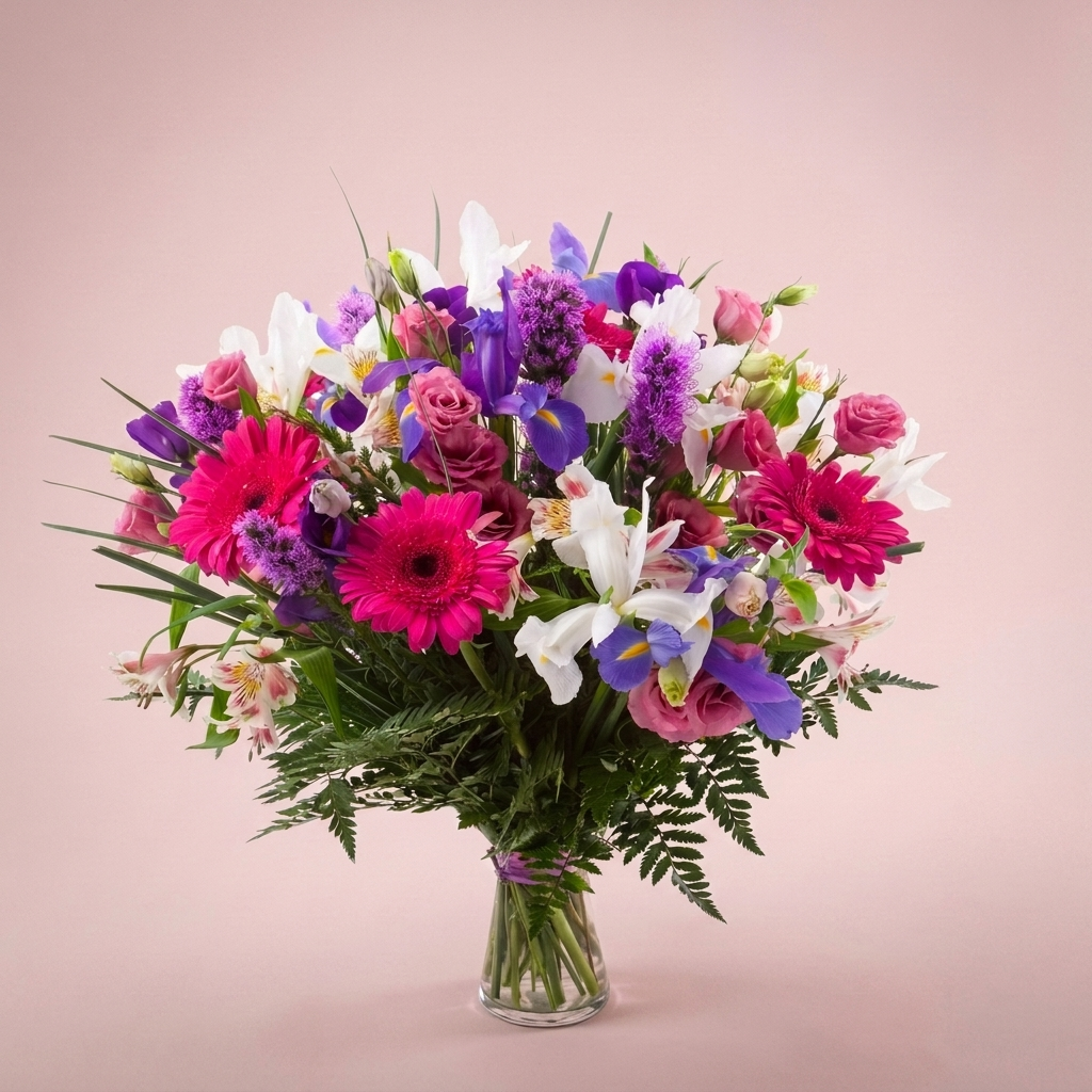 Country garden style bouquet of mixed blooms by Victoriana Florist Wellington