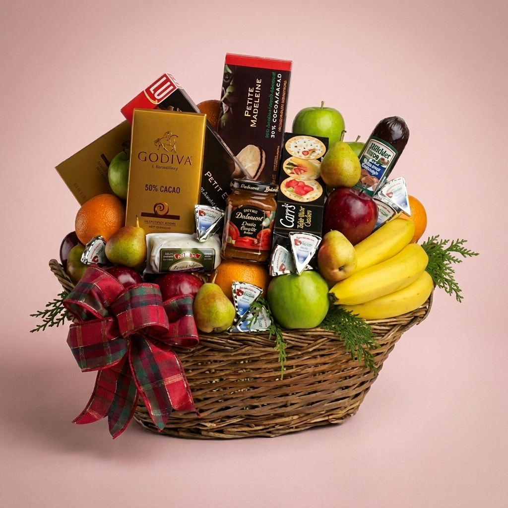 Gourmet food hamper with sweet and savoury treats by Victoriana Florist Main image