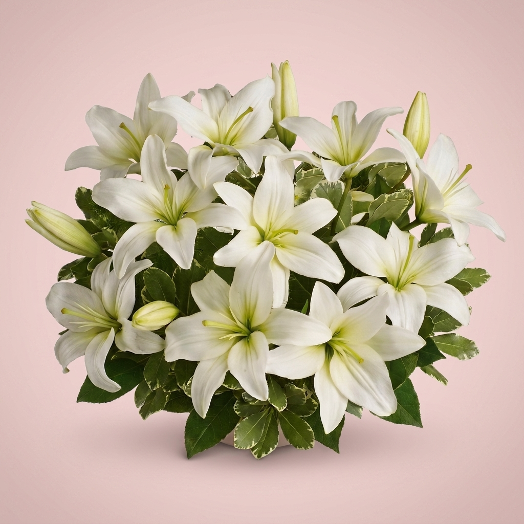 White lily bouquet hand-tied by Victoriana Florist Wellington Main image