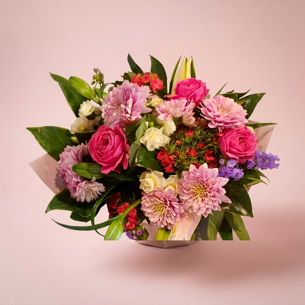 Soft-toned seasonal flower bouquet by Victoriana Florist Upper Hutt Main image