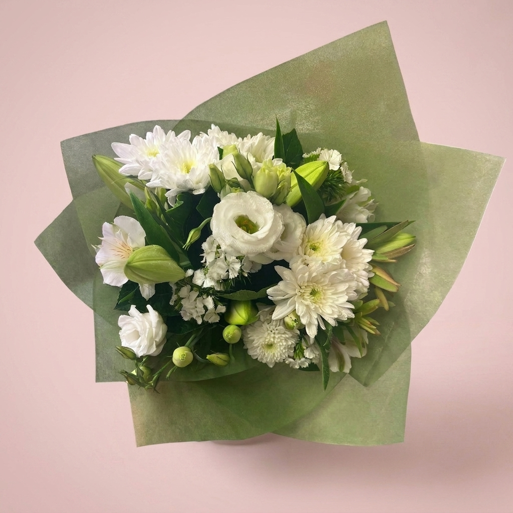 Cream and white bouquet of seasonal flowers by Victoriana Florist Main image