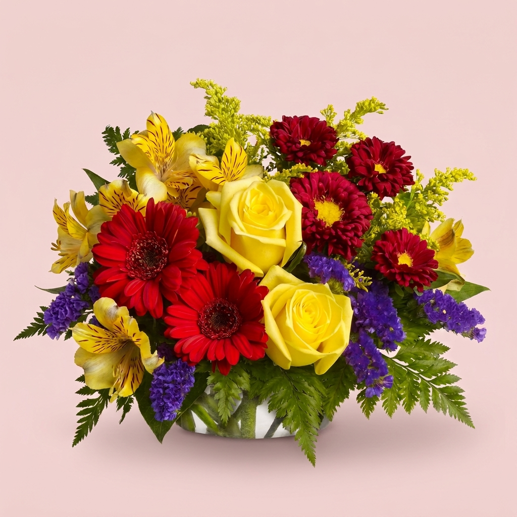 Vibrant bright bouquet of seasonal blooms by Victoriana Florist Wellington Main image