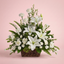 Sympathy flower basket in soft tones by Victoriana Florist Wellington