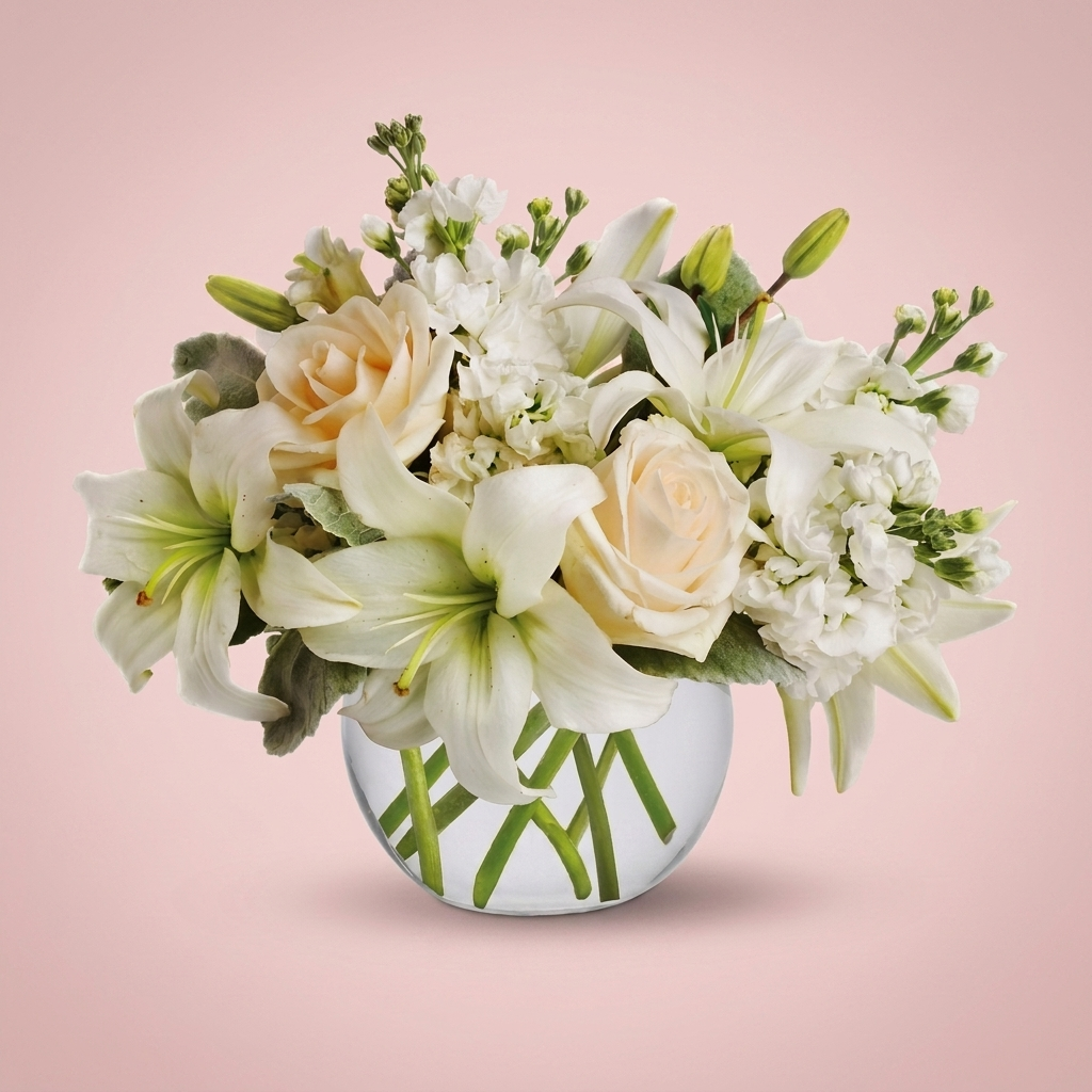 Cream and white sympathy bouquet by Victoriana Florist Wellington Main image