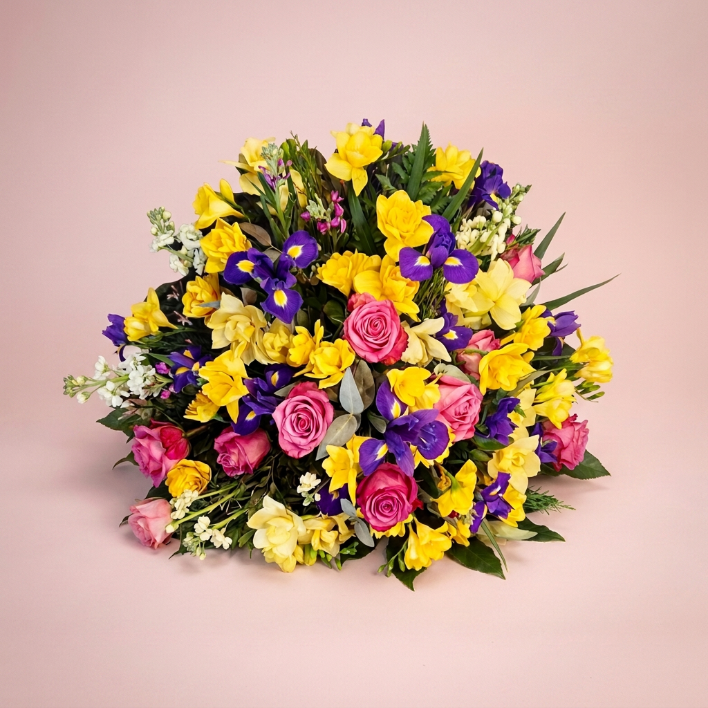Bespoke funeral casket spray designed by Victoriana Florist Wellington Main image