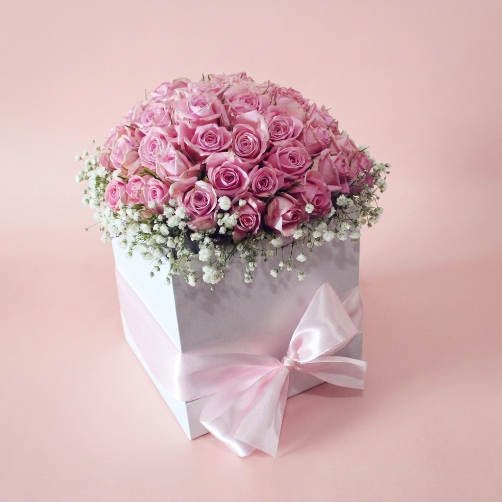 Florist choice flower arrangement in a container by Victoriana Florist Main image